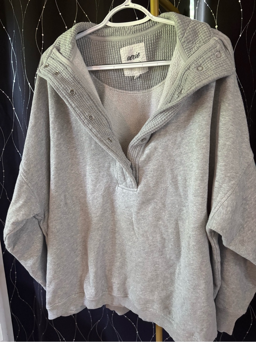 Aerie XL EUC Oh - Snap Light Gray Pullover Sweatshirt - oversized